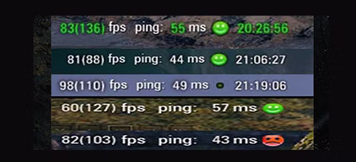 Индикатор пинга "Смайлик + Часы" для World of Tanks