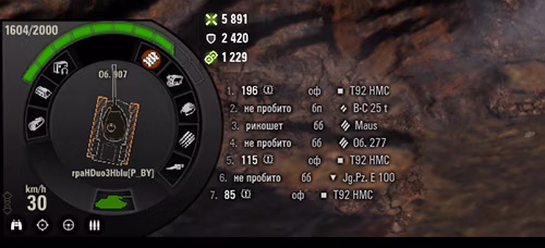 Панель повреждений AW для World of Tanks